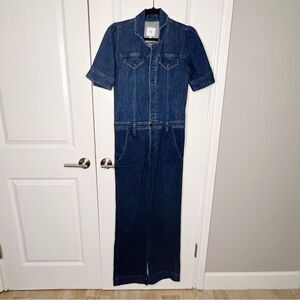 G. Label by Goop Katie stretch denim coverall short sleeve jumpsuit Size XS